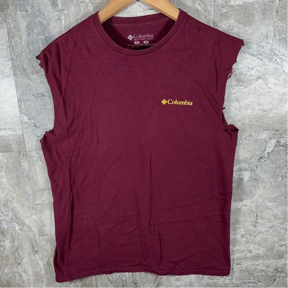 Columbia Always Outside burgundy sleeveless summer shirt men's Size M
